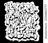 Old school Graffiti Decorative Alphabet Lettering Street Wrecker Free Wild Style Art On The Wall. Underground Hip Hop Type Vector Illustration.