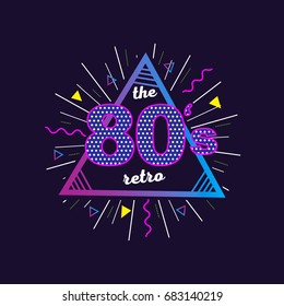 Old school hand written lettering poster. 80's retro vintage colorful background. Eighties graphic banner. Apparel design for tee print. Vector illustration.