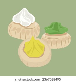 Old school iced gem biscuits. Childhood Food of flower pagoda cakes, others name is Belly button cake or Tung blossom cake.