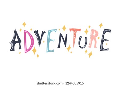 Old school lettering fairy tale print. Gift card, poster, print for t-shirt and more, sticker, label and other. Vector illustration.