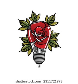 old school light bulb flash tattoo. Can be used as Logo, Brands, Mascots, tshirt, sticker,patch and Tattoo design.