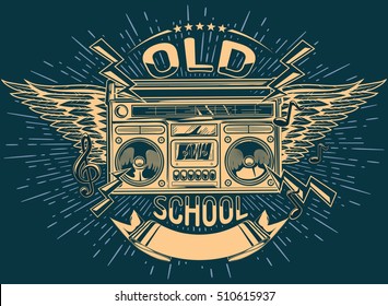 Old school music emblem