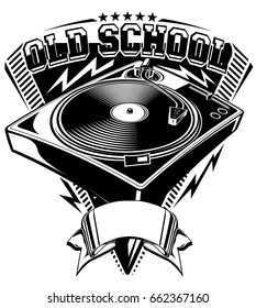 Old School Music Emblem With Turntable