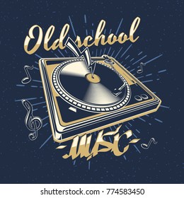 Old school music - turntable emblem
