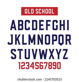 Old School. Octagonal Serif Sport Font. Vector