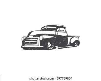 Old school one color pick up truck vector art