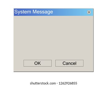 Old School Operating System Message Template. Classic Computer User Interface Element with OK and Cancel Buttons. Vector Illustration.