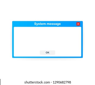 Old School Operating System Message Template. Classic Computer User Interface Element With OK Buttons. Vector Stock Illustration.