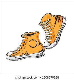 old school orange shoes walking boot
