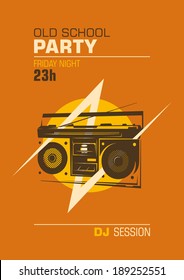 Old School Party Poster. Vector Illustration.