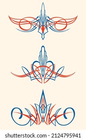 Old school pin striping graphic vector ornaments