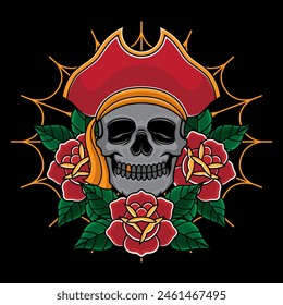 old school pirate tattoo, vector EPS 10