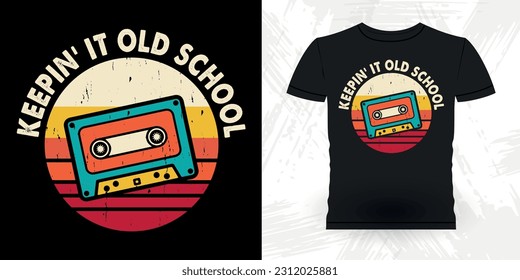 Old School Playlist Funny Old School Hip Hop Retro Vintage Cassette Music Mixtape T-shirt Design