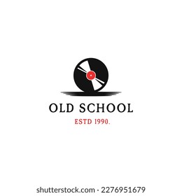 old school recording studio logo vintage design, vinyl disc cassette logo icon template