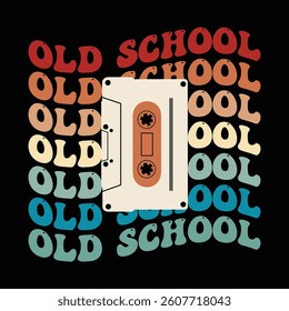 Old School Retro 90s Typography T-shirt Design Vector, Retro Vintage 1990s Tee Shirt Design Sublimation, 80s Vibes Illustration