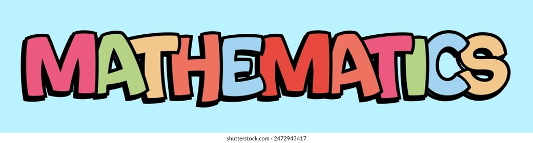 old school retro style type word art mathematics subject name label kids primary education