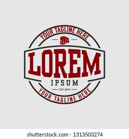 OLD SCHOOL OR RETRO THEME LOGO FOR BOXING OR MARTIAL ARTS SPORT VECTOR LOGO TEMPLATE