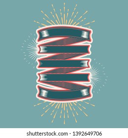 Old school ribbon banner vector