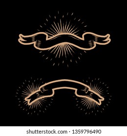 Old school ribbon banner vectors collection