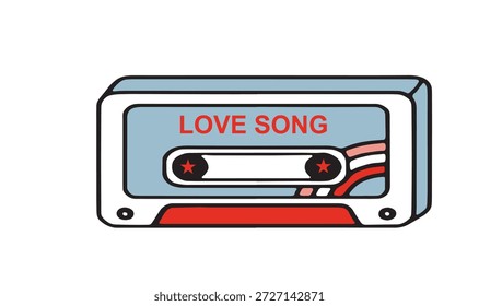 Ícone romântico da velha escola playlist: cassete vetor com o texto "Love Song"