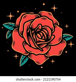 Alte Schule Rose Vektorgrafik auf eigenem Hintergrund