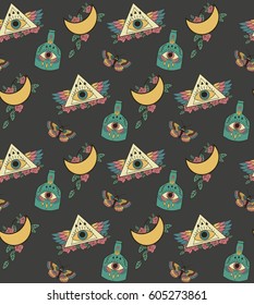 Old school seamless pattern. Vector illustration