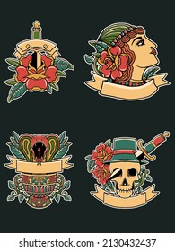 old school set vector illustration