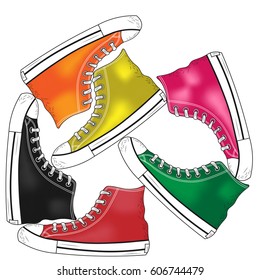 Old School Shoes. Vector Illustration