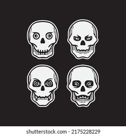Old school skull head drawing illustration.