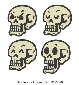 Old School Skull Tattoo Retro Classic Vector Design Illustration Set Collection Pack
