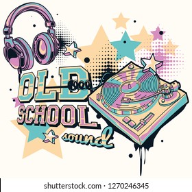 Old school sound - decorative music graffiti design 