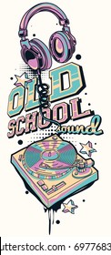 Old School Sound - Decorative Music Graffiti Design 