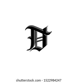 Old school style of letter D logo with shadow.