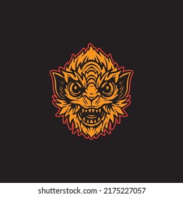 Old school style monkey head drawing illustration.