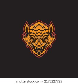 Old school style pig head drawing illustration.