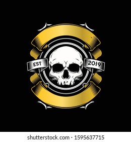 old school style skull head vector logo template