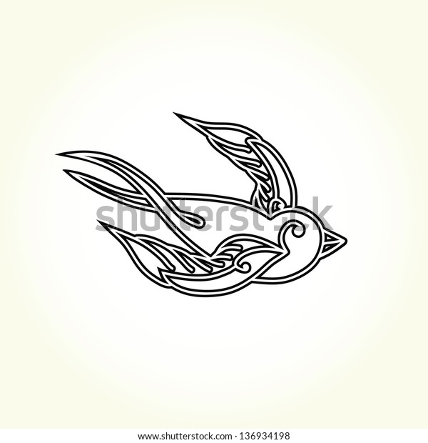 Old School Swallow Bird Tattoo Isolated Stock Vector Royalty Free