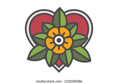 Old school tattoo art flower for design and decoration. Vector illustration