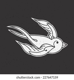 Old school tattoo bird vector illustration