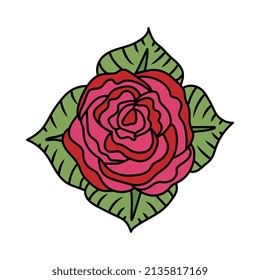 Composición del tatuaje de la vieja escuela con dibujo aislado en ilustración vectorial de fondo en blanco