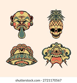 Ilustración vectorial de diseño de tatuaje de la vieja escuela 