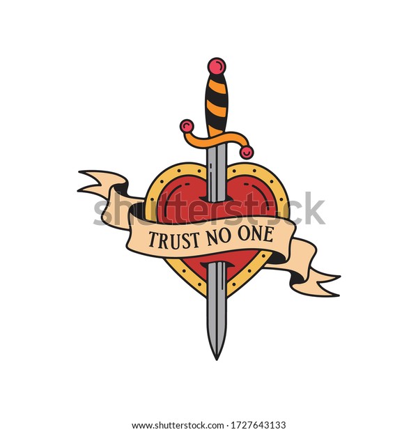 Old School Tattoo Emblem Label Dagger Stock Vector (Royalty Free ...