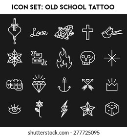 Old school tattoo icon set