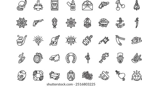 Old school tattoo icons High-Quality Vector Icons Collection with Editable Stroke. Ideal for Professional and Creative Projects.