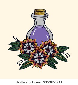 old school tattoo potion bottle vector design