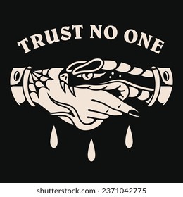 Old school tattoo trust no one vector design