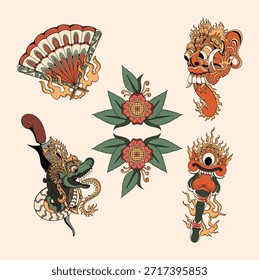 conjunto de vetor de tatuagem da velha escola
