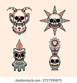 conjunto de vetor de tatuagem da velha escola