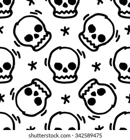 Old school tattoos skull pattern. Hand drawn background.