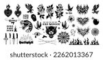 Old school tattoos, y2k, Neo tribal. Skull style butterfly, severed snake head, panther head, round web, swallows, roses, hearts, daggers, fire and more. Classic old school tattoos, Neo tribal, y2k.